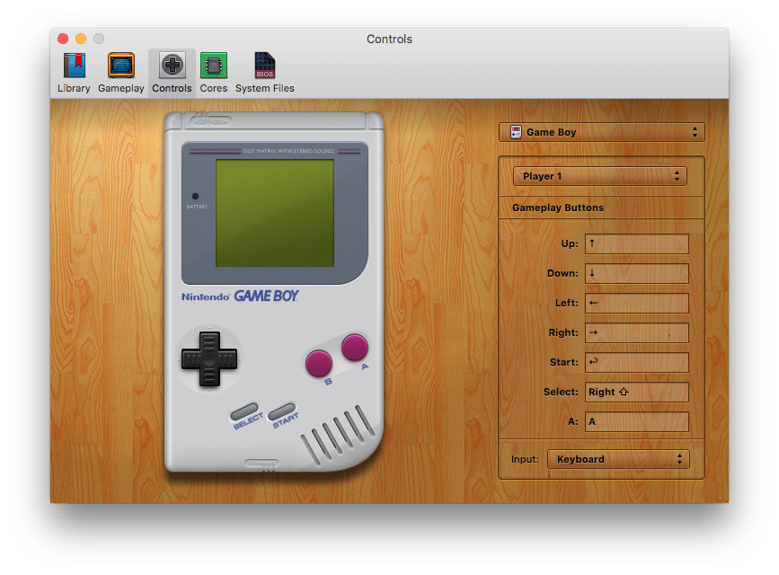 Emuladores OpenEmu - jota studio Gameboy Controller Preferences - jota studio